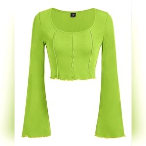 SHEIN EZwear Plus Seam Detail Lettuce Trim Tee